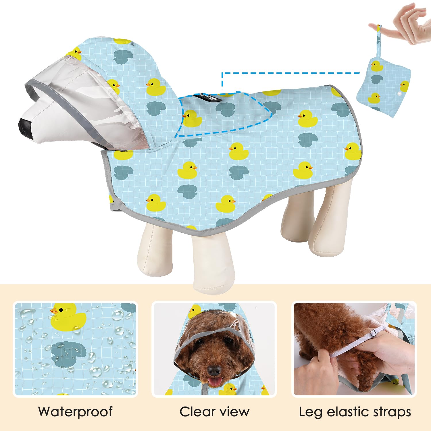SlowTon dog raincoat adjustable-straps ensure a secure, comfortable fit.