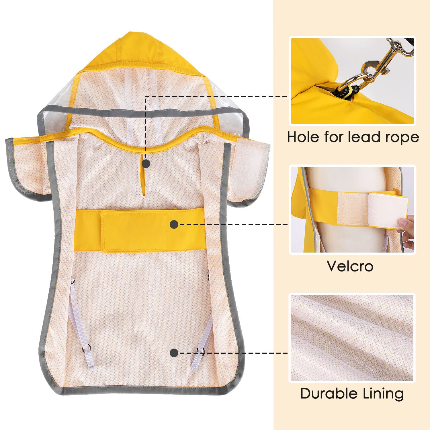 SlowTon dog raincoat reflective-brim view boosts nighttime visibility.