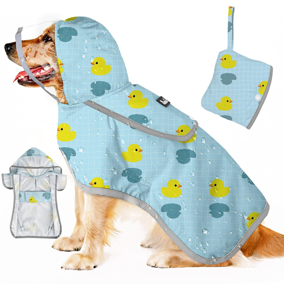 SlowTon dog raincoat waterproof-nylon-material keeps your dog dry in heavy rain.