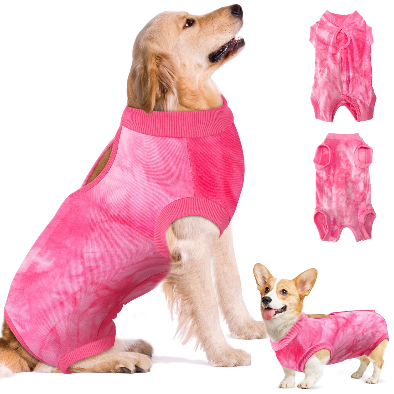 SlowTon dog recovery suit pink-xl back-closure for secure, comfortable fit.
