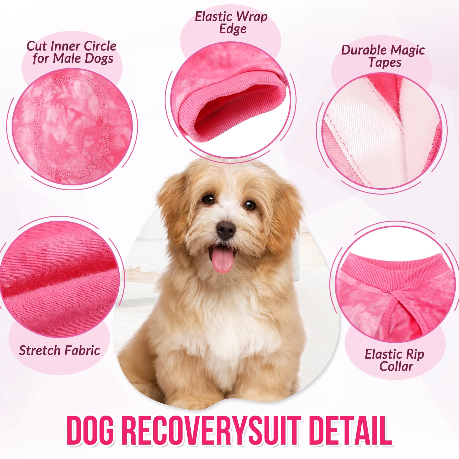 SlowTon dog recovery suit pink-xl soft fabric close-up showing breathable material.