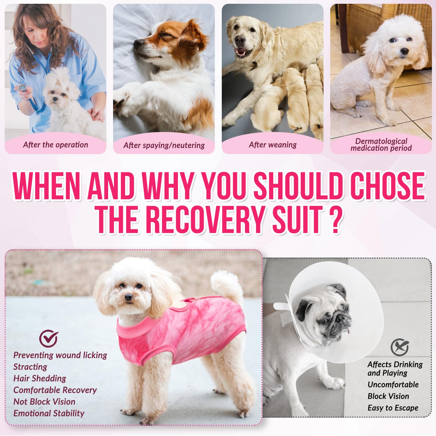 SlowTon Dog Recovery Suit soft breathable fabric for post-surgery comfort