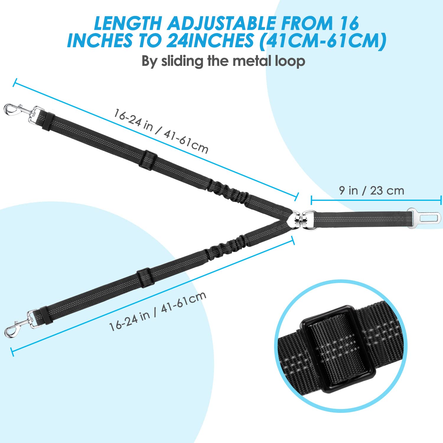 SlowTon easy-clip with swivel snaps simplifies securing dogs to a vehicle.