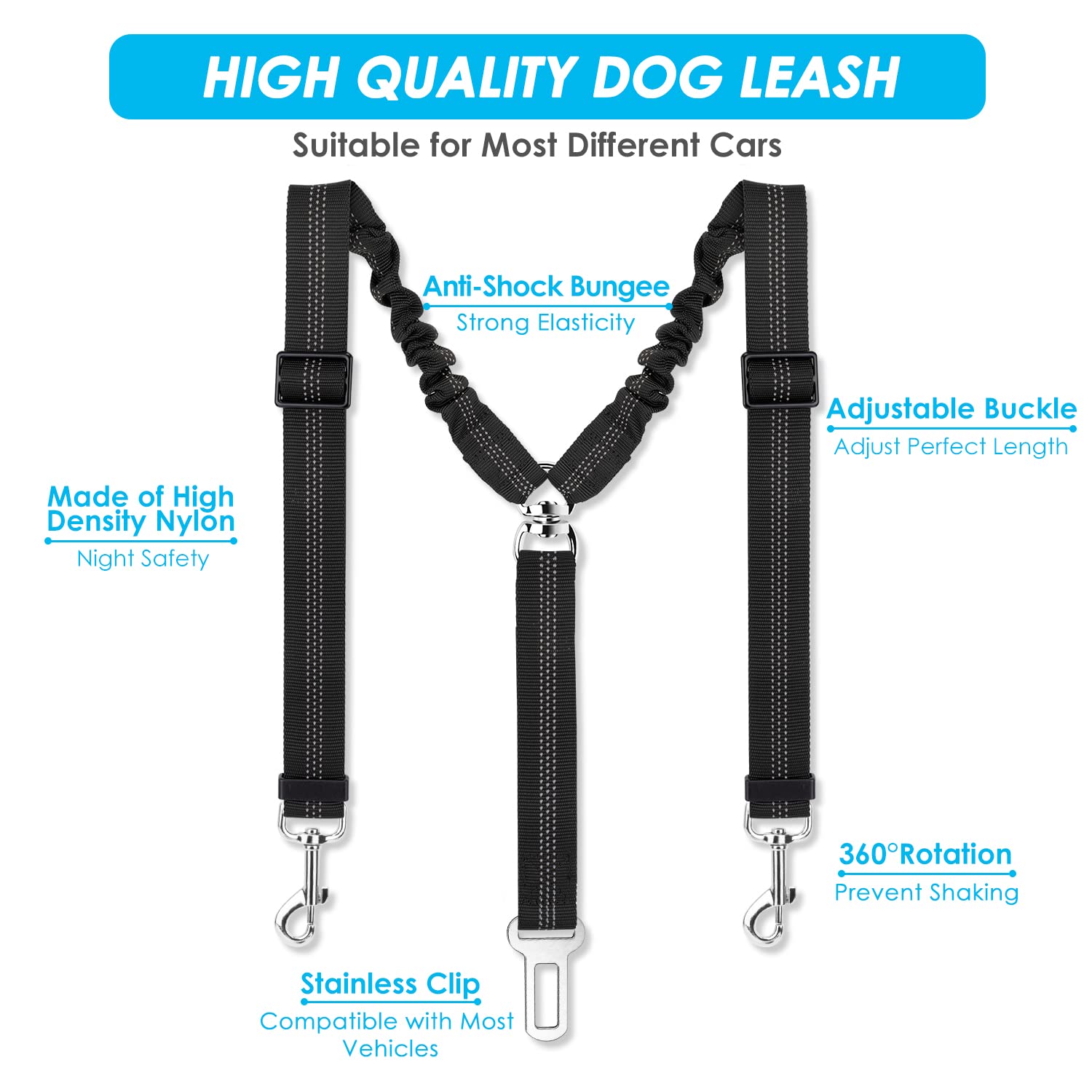 SlowTon elastic bungee strap absorbs motion to reduce jolts and dog discomfort.