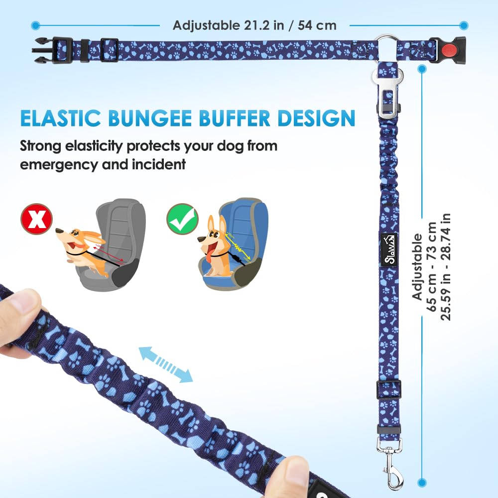 SlowTon dog seat belt adjustable length covers 20 to 32 inches for comfort.