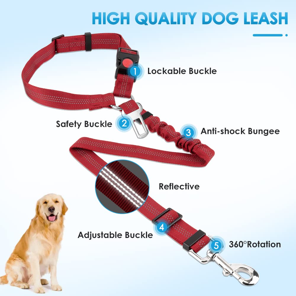 SlowTon dog seatbelt adjustable length fits different dogs.