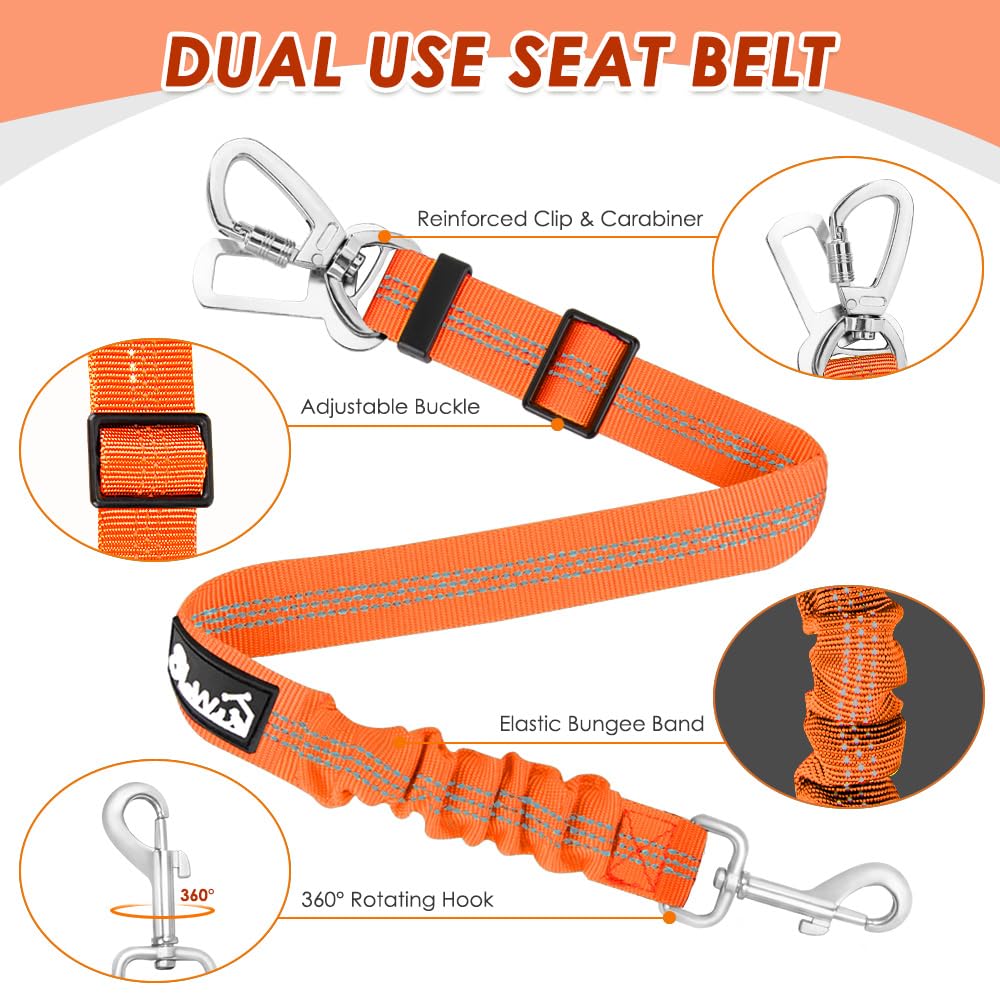 SlowTon adjustable length seat belt keeps dog comfy during rides.