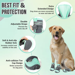 SlowTon dog shoes reflective straps at night improve visibility for safe strolls
