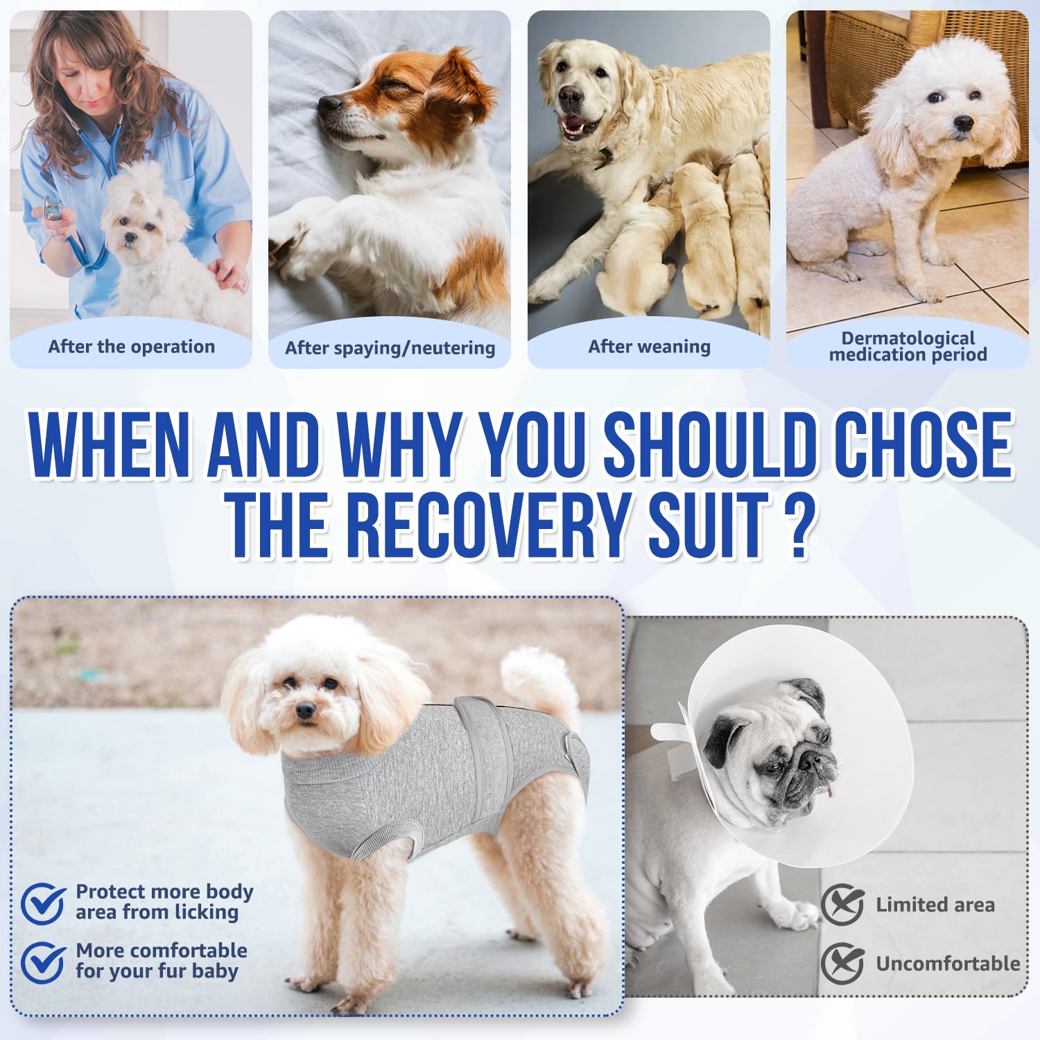 SlowTon dog recovery suit is multi-use post-surgery and after healing.