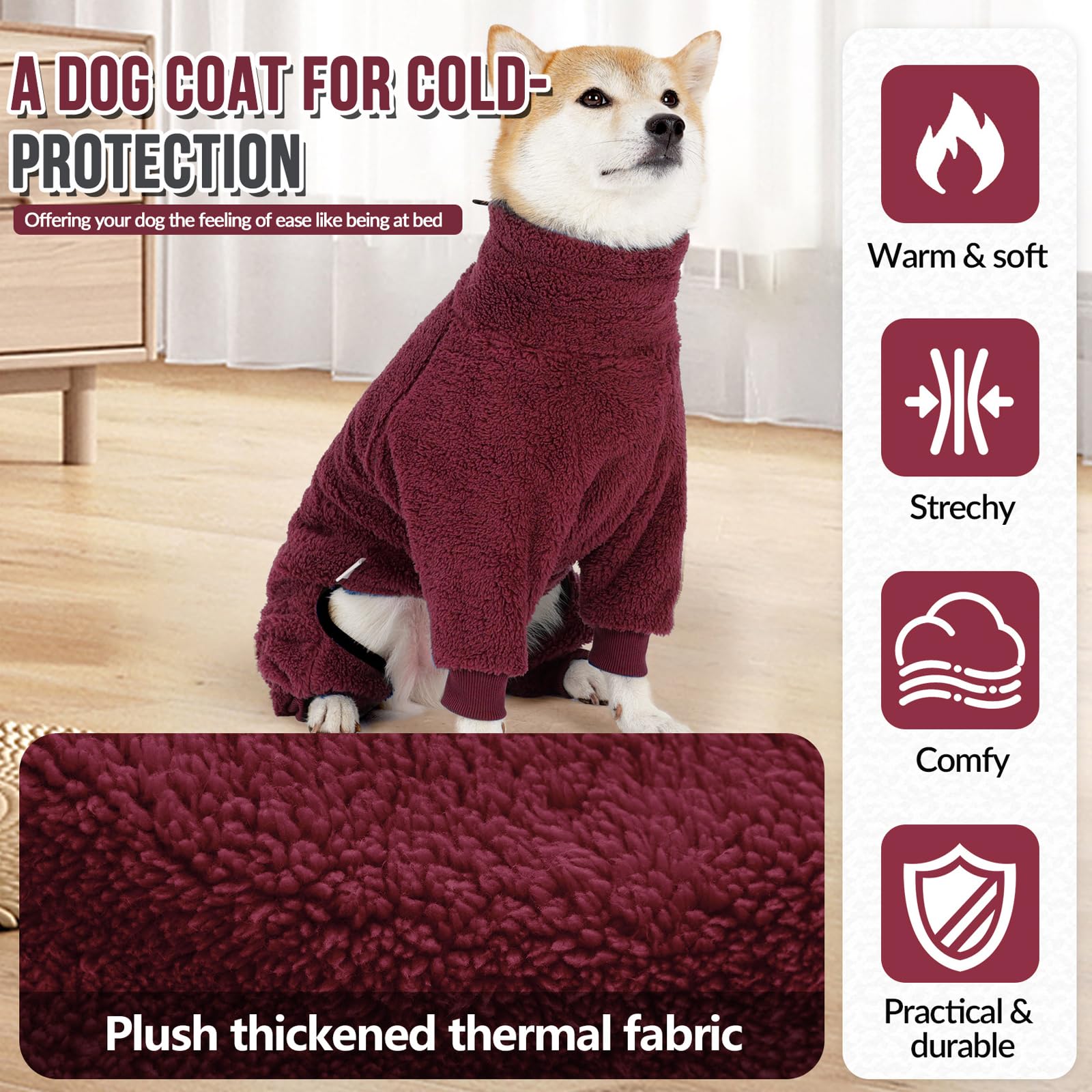 SlowTon dog winter coat abdominal opening design keeps belly dry.