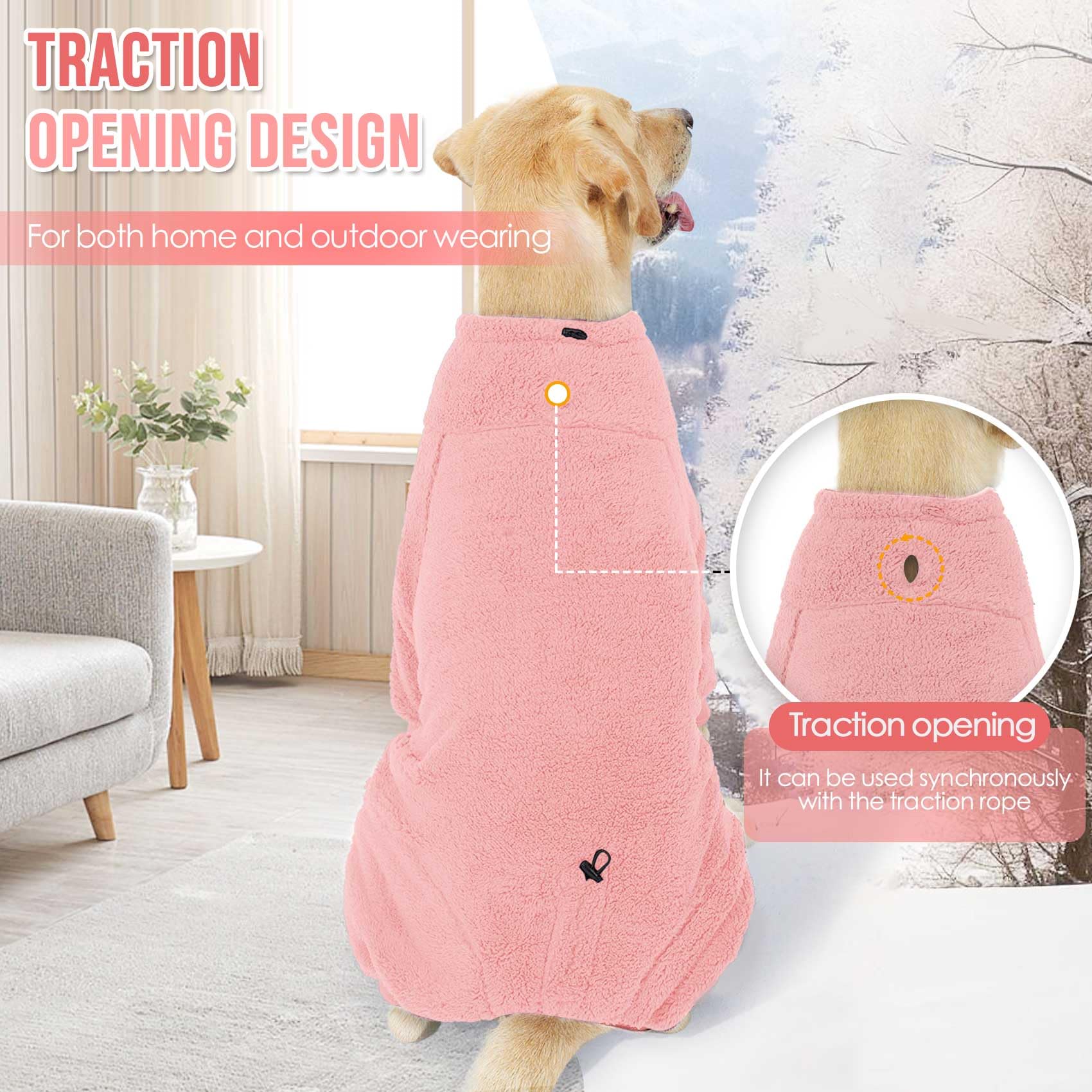 SlowTon dog winter coat elastic four-legged cuffs prevent binding while keeping legs warm.