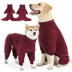SlowTon dog winter coat red pullover provides warm fleece comfort for cold walks.