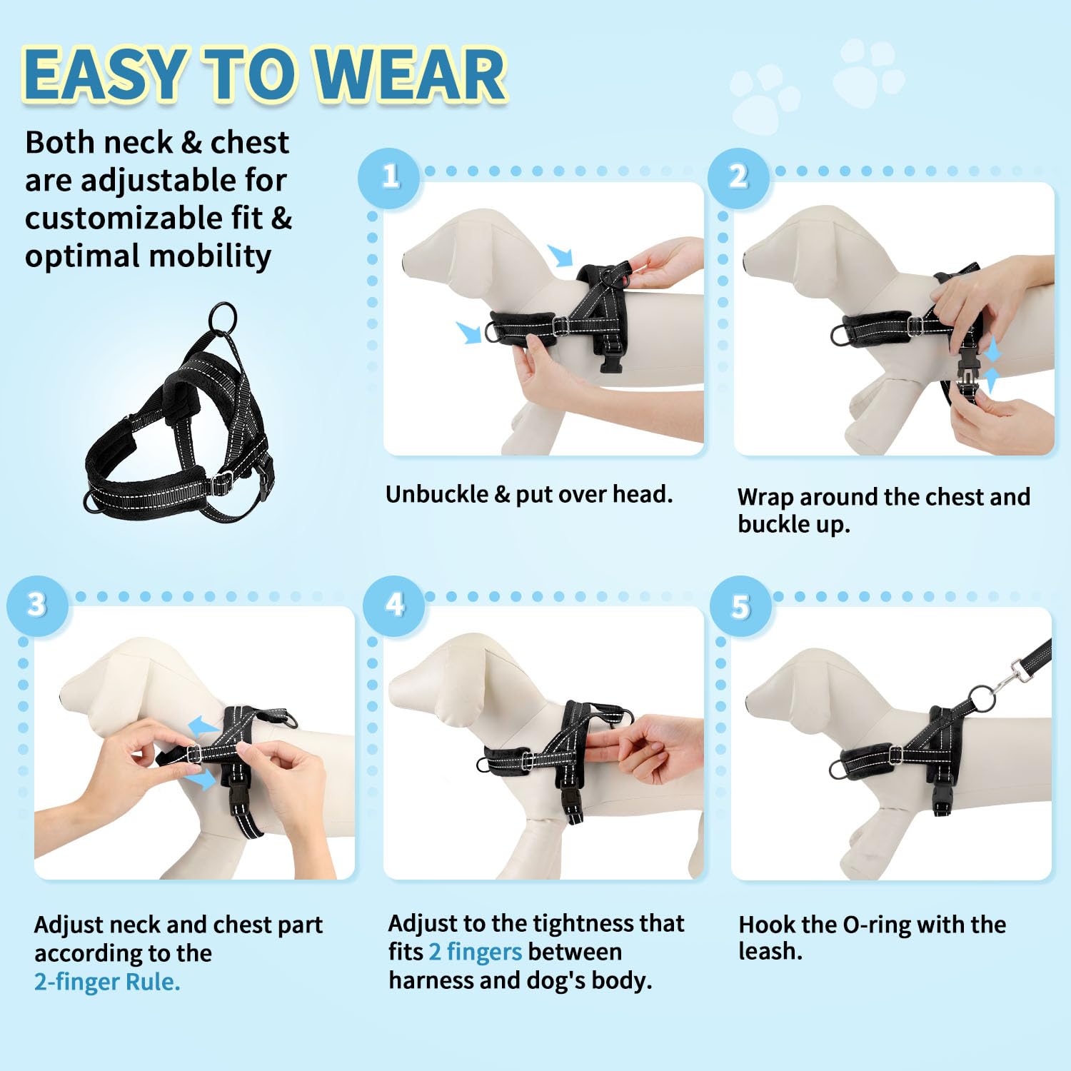 SlowTon adjustable leash length 3.3 to 4.9 ft for versatile use.