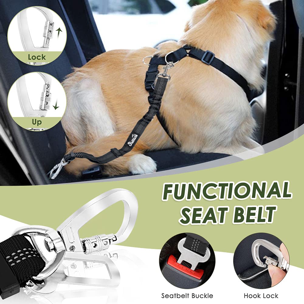 SlowTon elastic bungee seatbelt safety showing shock absorption in car