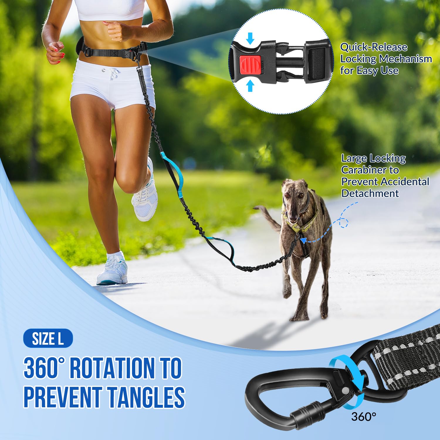 SlowTon hands free leash 2 dogs adjustable sizes fit dogs from 8 lbs to 135 lbs