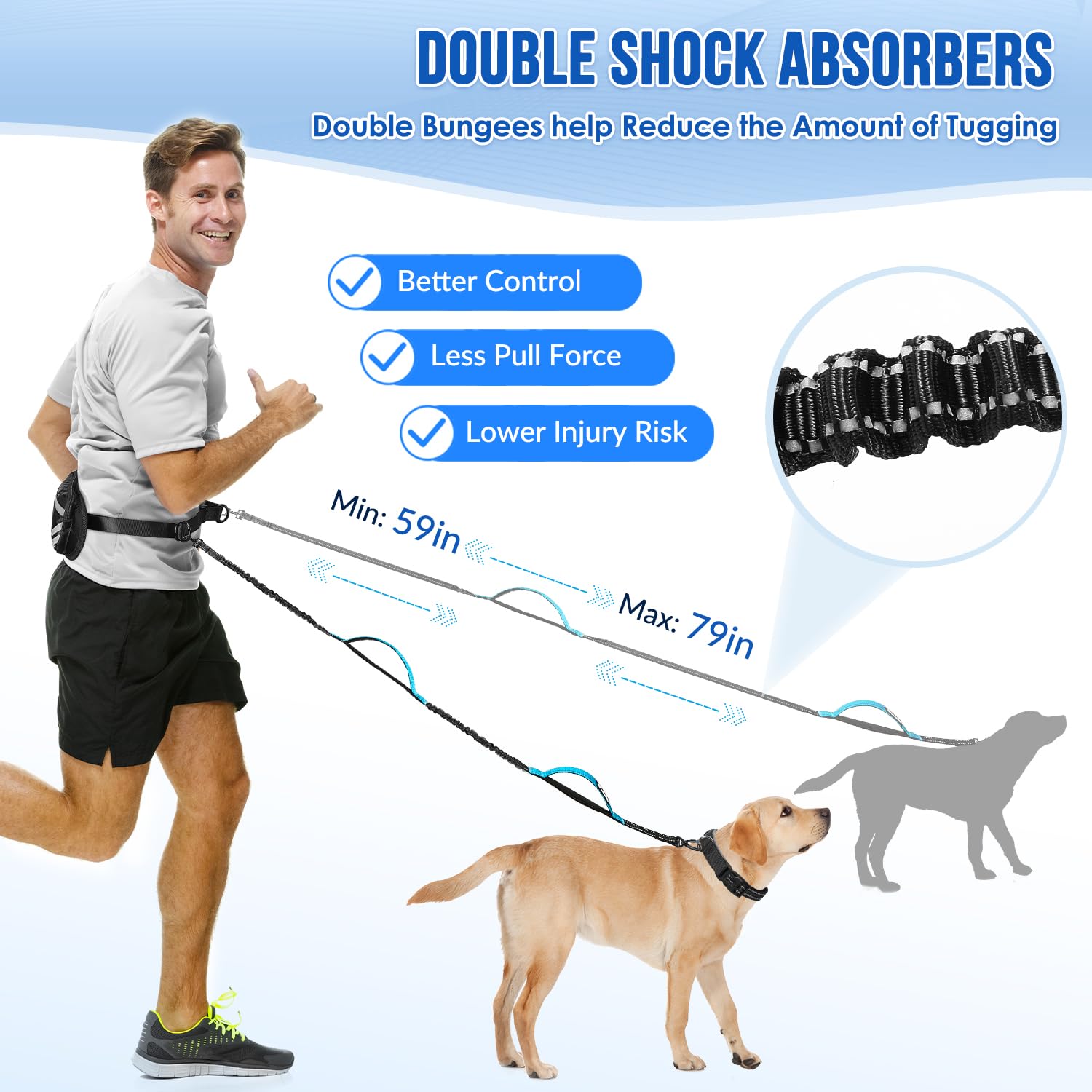 SlowTon hands free leash 2 dogs dual handles provide guided control in crowds