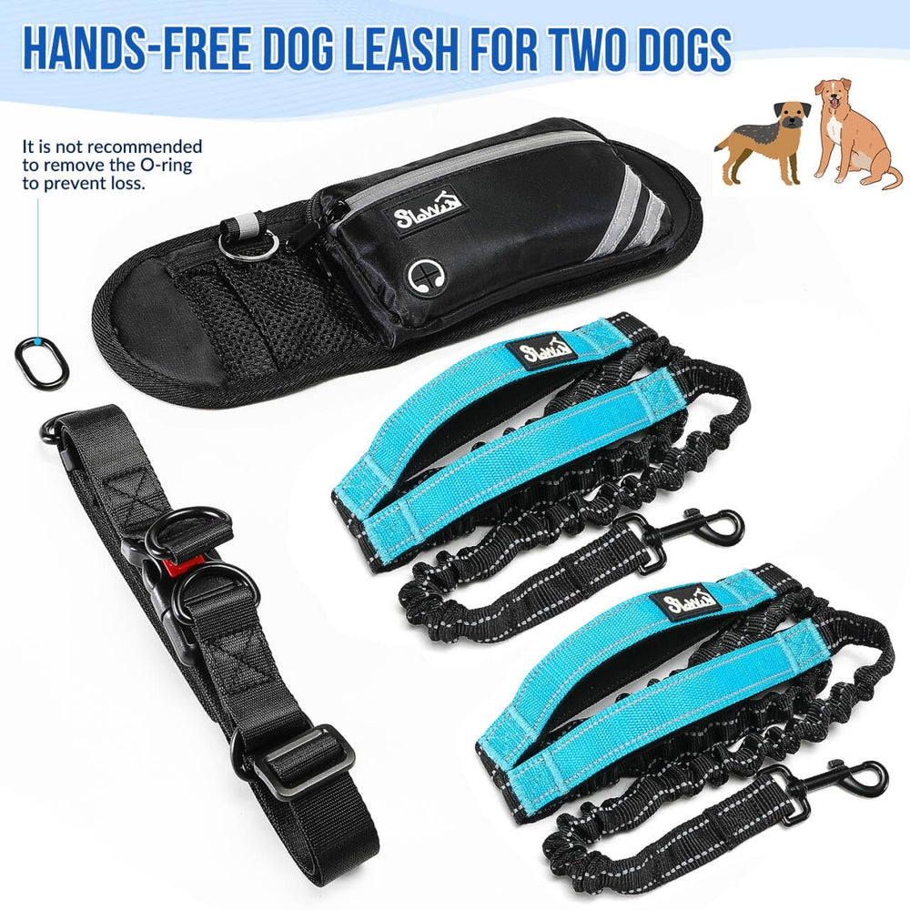 SlowTon hands free leash 2 dogs extendable length enables versatile outdoor use
