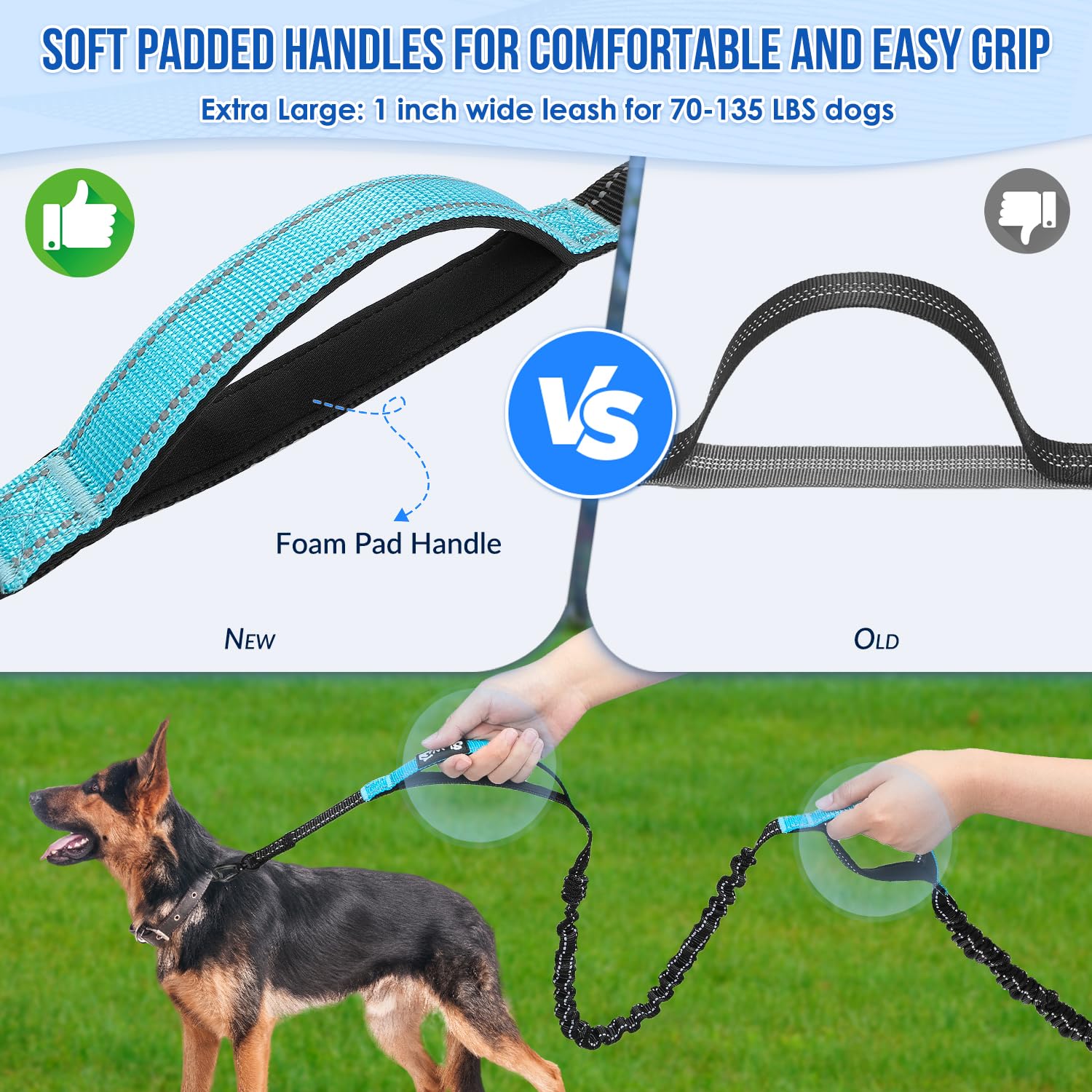 SlowTon hands free leash 2 dogs reflective stitching improves visibility at night