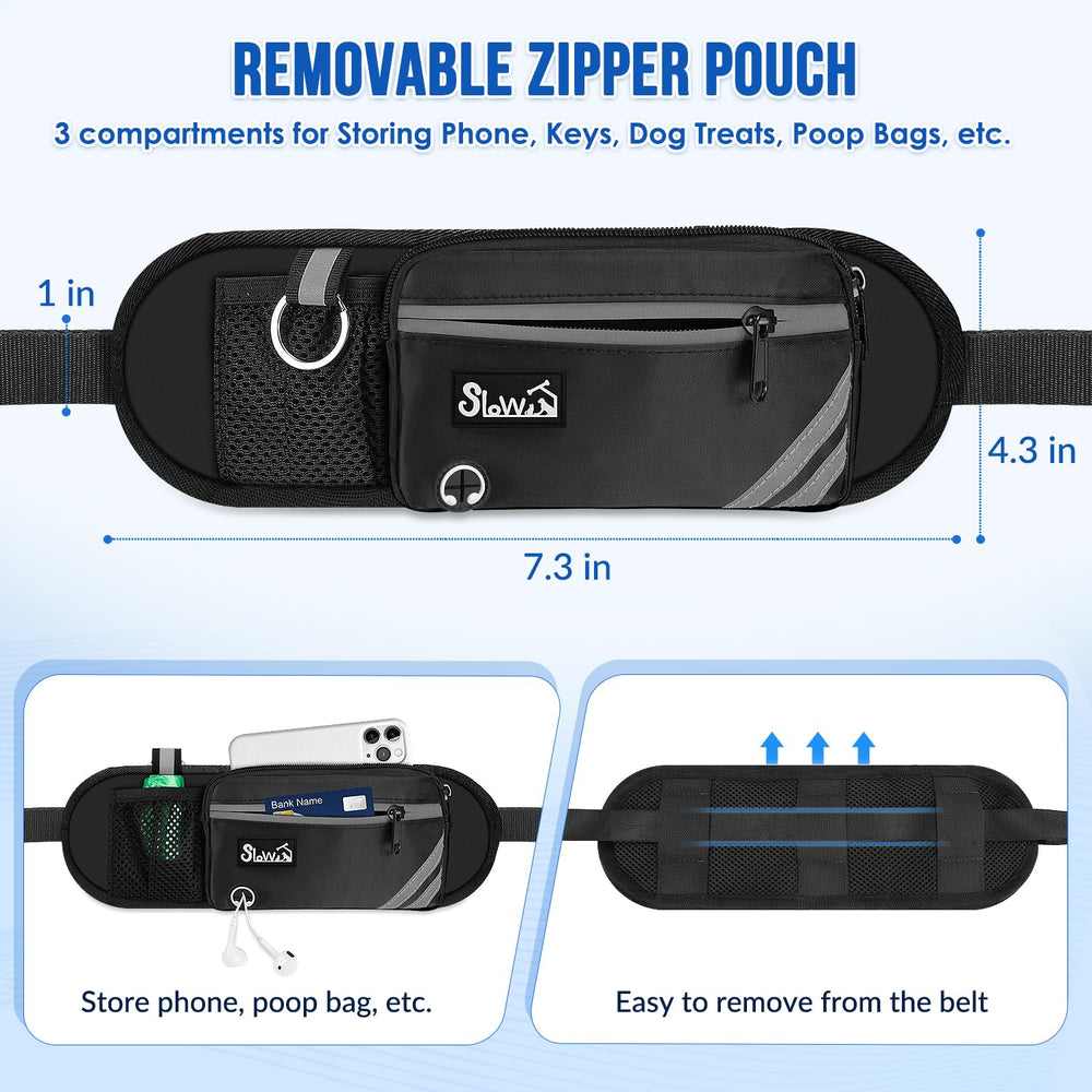 SlowTon hands free leash 2 dogs removable pouch keeps essentials within reach