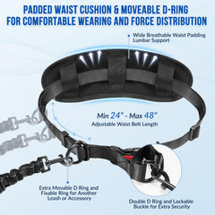 SlowTon hands free leash 2 dogs shock absorbing bungee reduces tug impact during runs