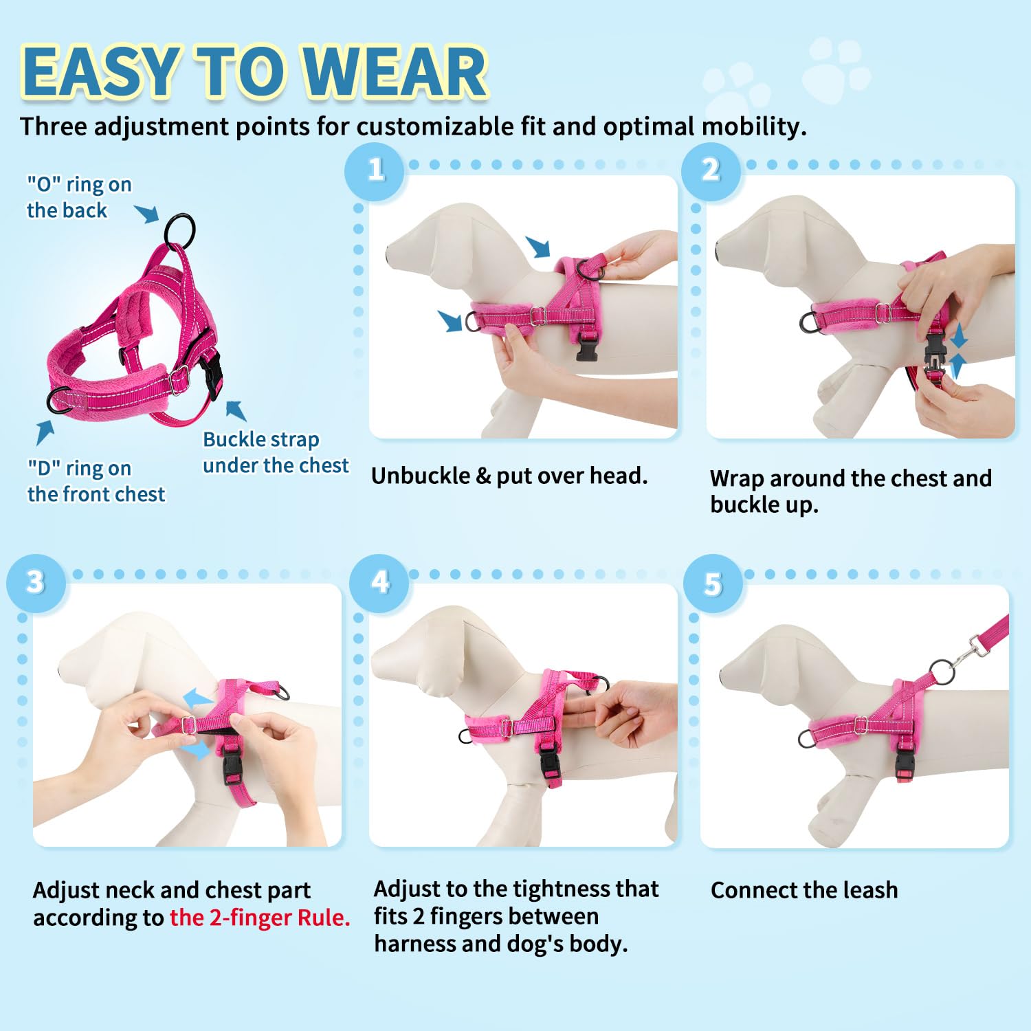 SlowTon medium-size-harness-reference-image helps choose the right fit for small to medium dogs.