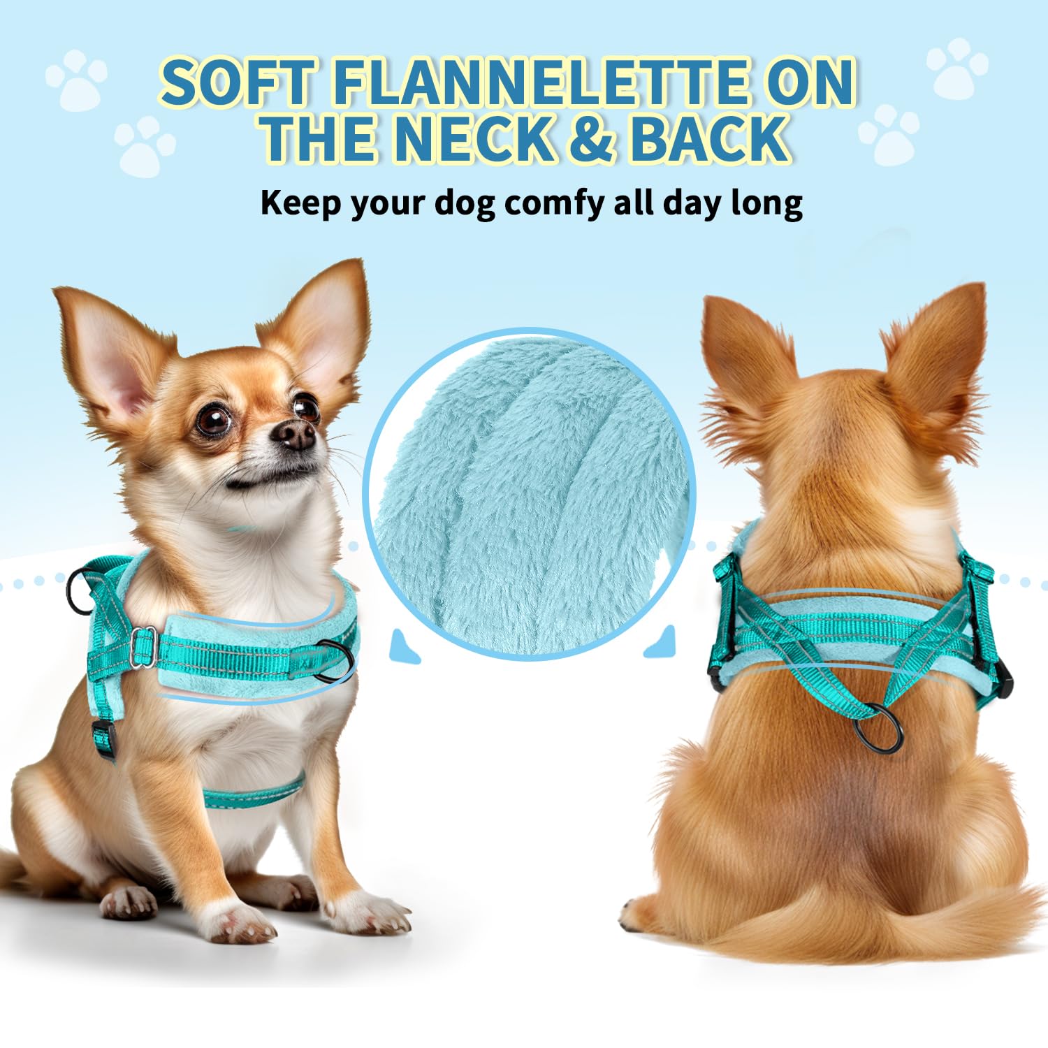 SlowTon No Pull harness back-clip for relaxed leash control.