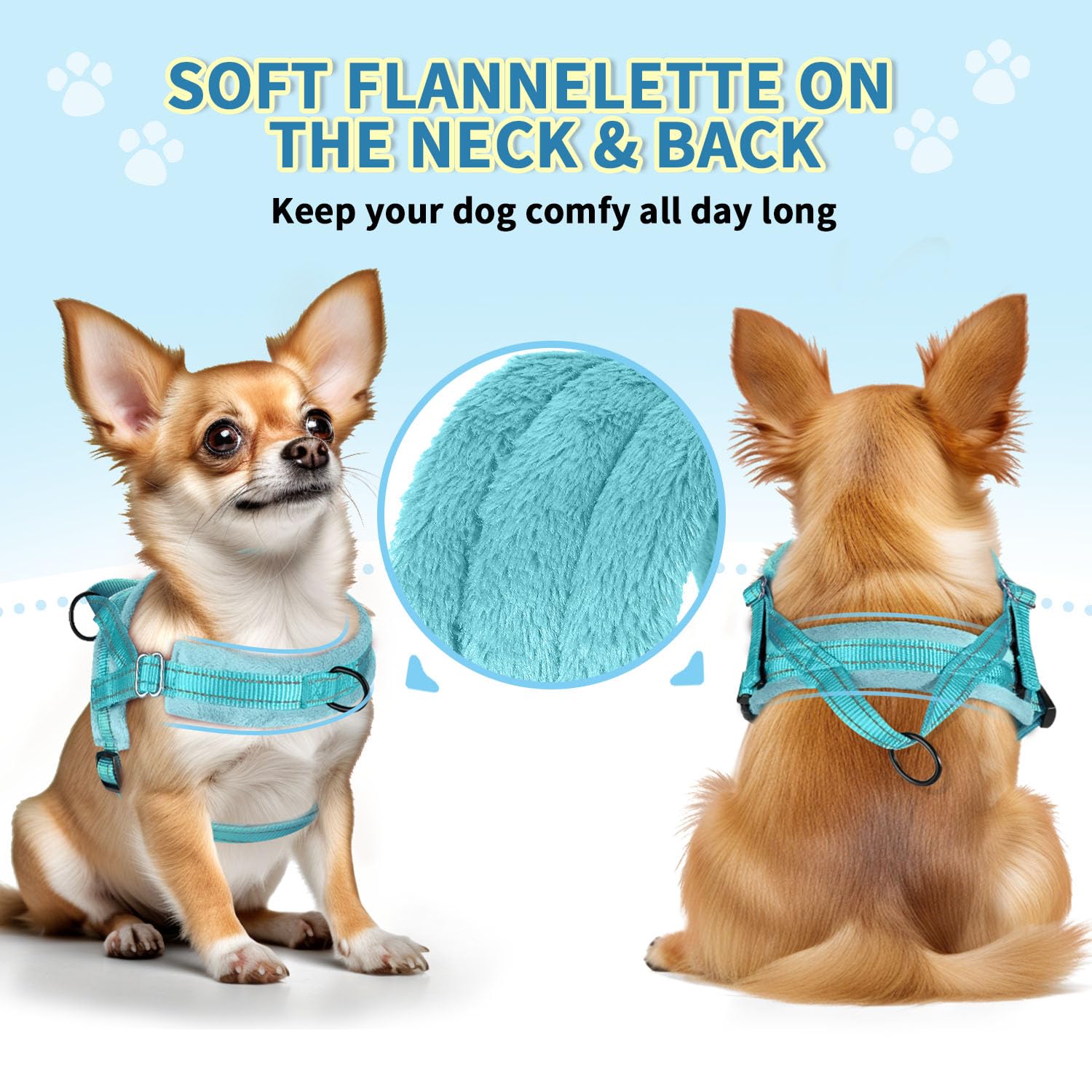 SlowTon No Pull harness back view highlighting dual rings for versatile leash options.