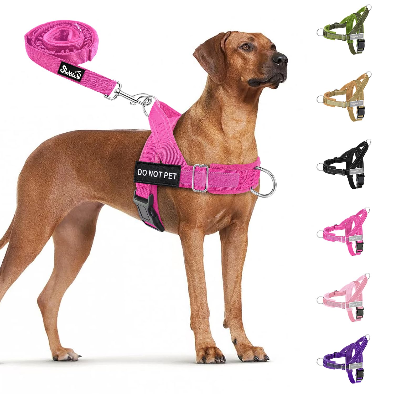 SlowTon No Pull front clip harness in fuchsia for training and daily walks