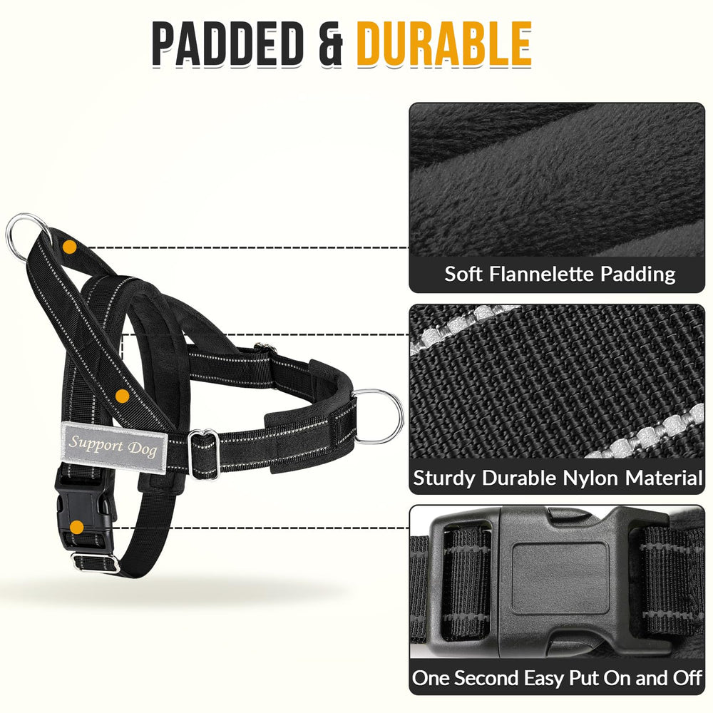 SlowTon No Pull Harness reflective strips boost visibility during night walks.