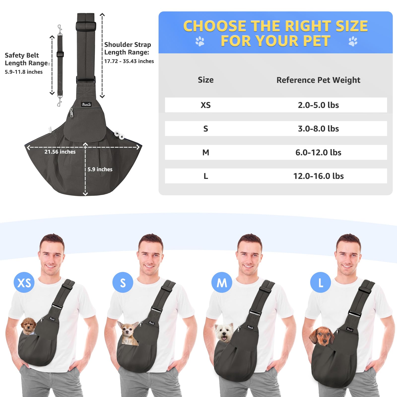 SlowTon small-pet compatibility dog sling suits dachshund and chihuahua companions