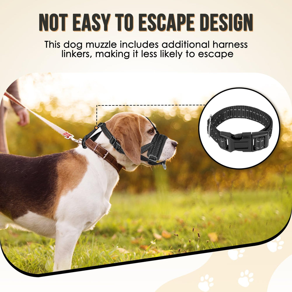 SlowTon Soft Dog Muzzle reflective straps improve visibility during walks.