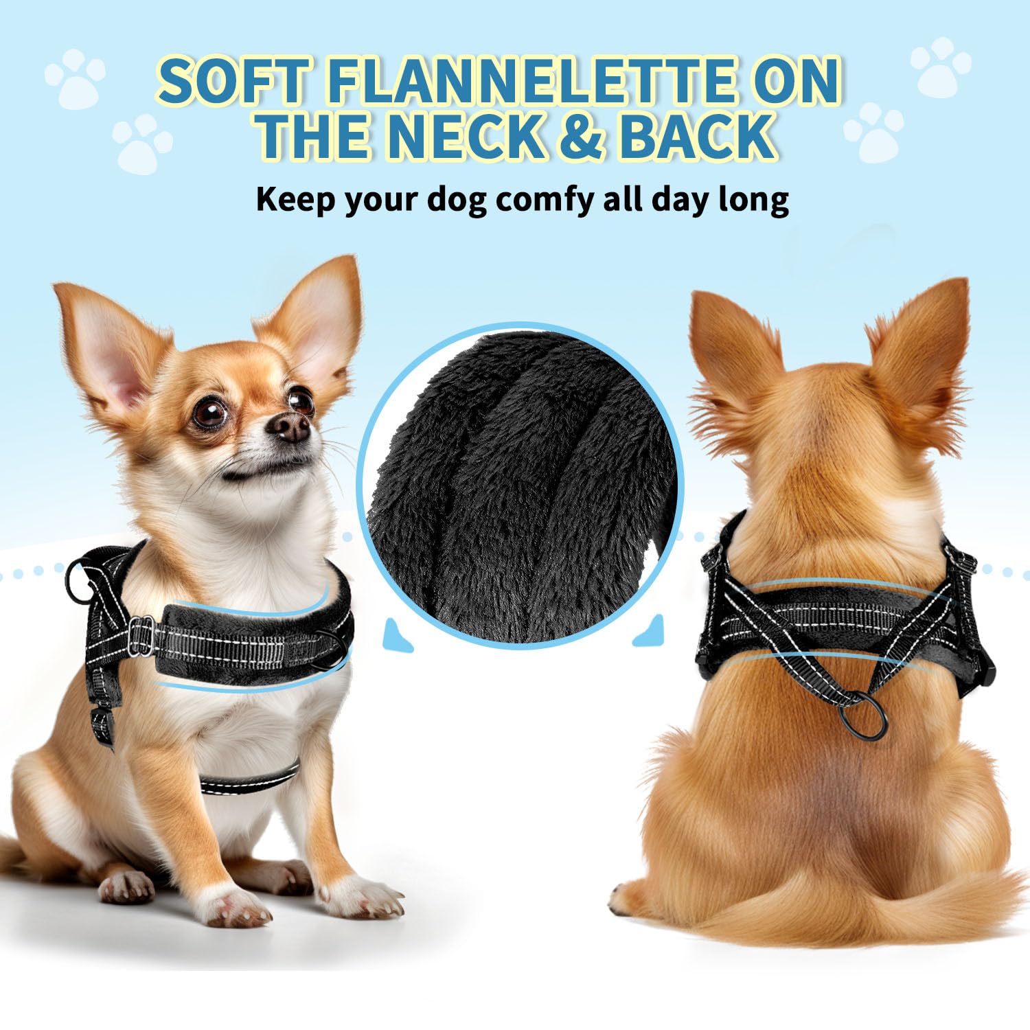 SlowTon soft padding puppy harness with velvet lining for comfortable daily walks.