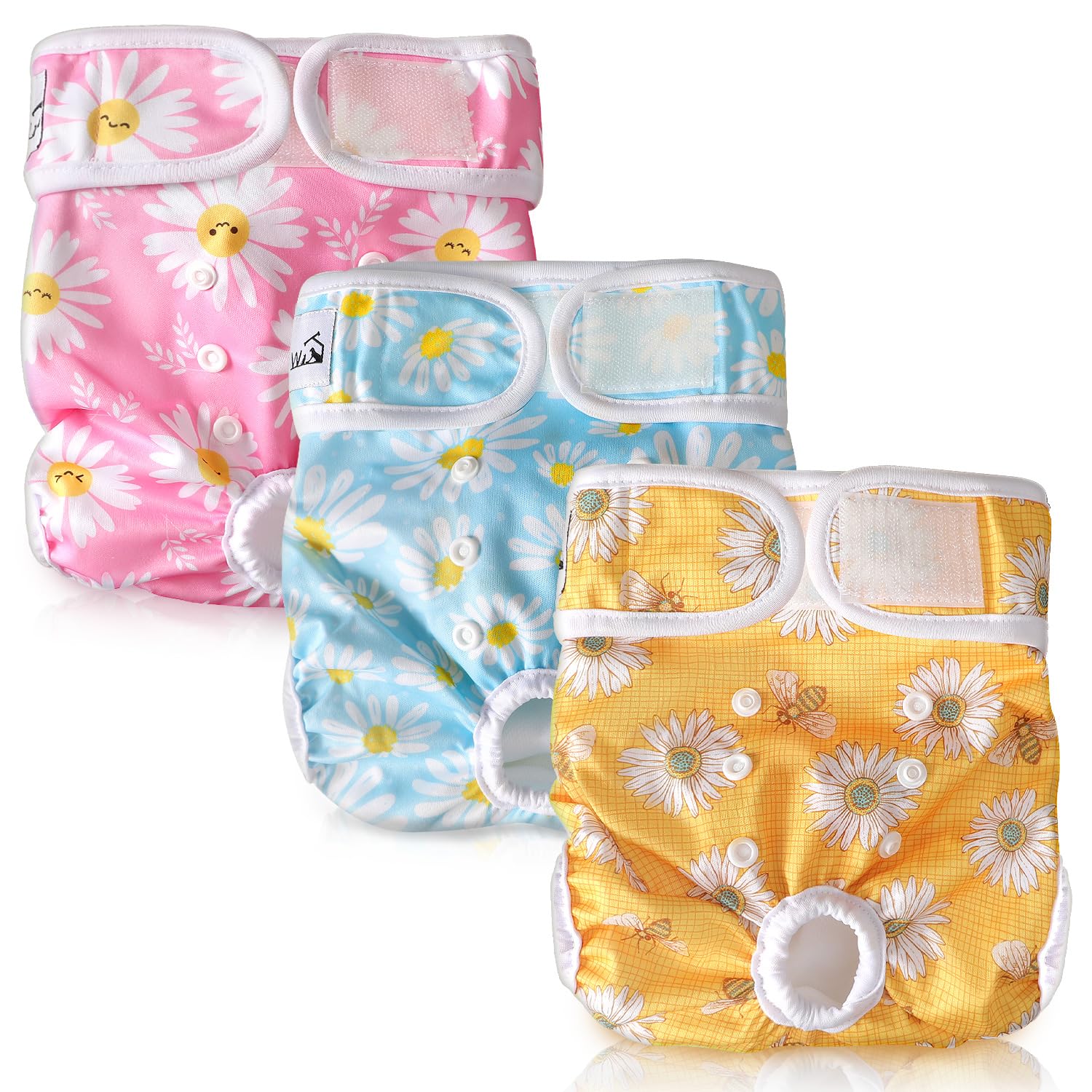 SlowTon Washable Dog Diapers 3-pack front view showing absorbent core and leak protection.