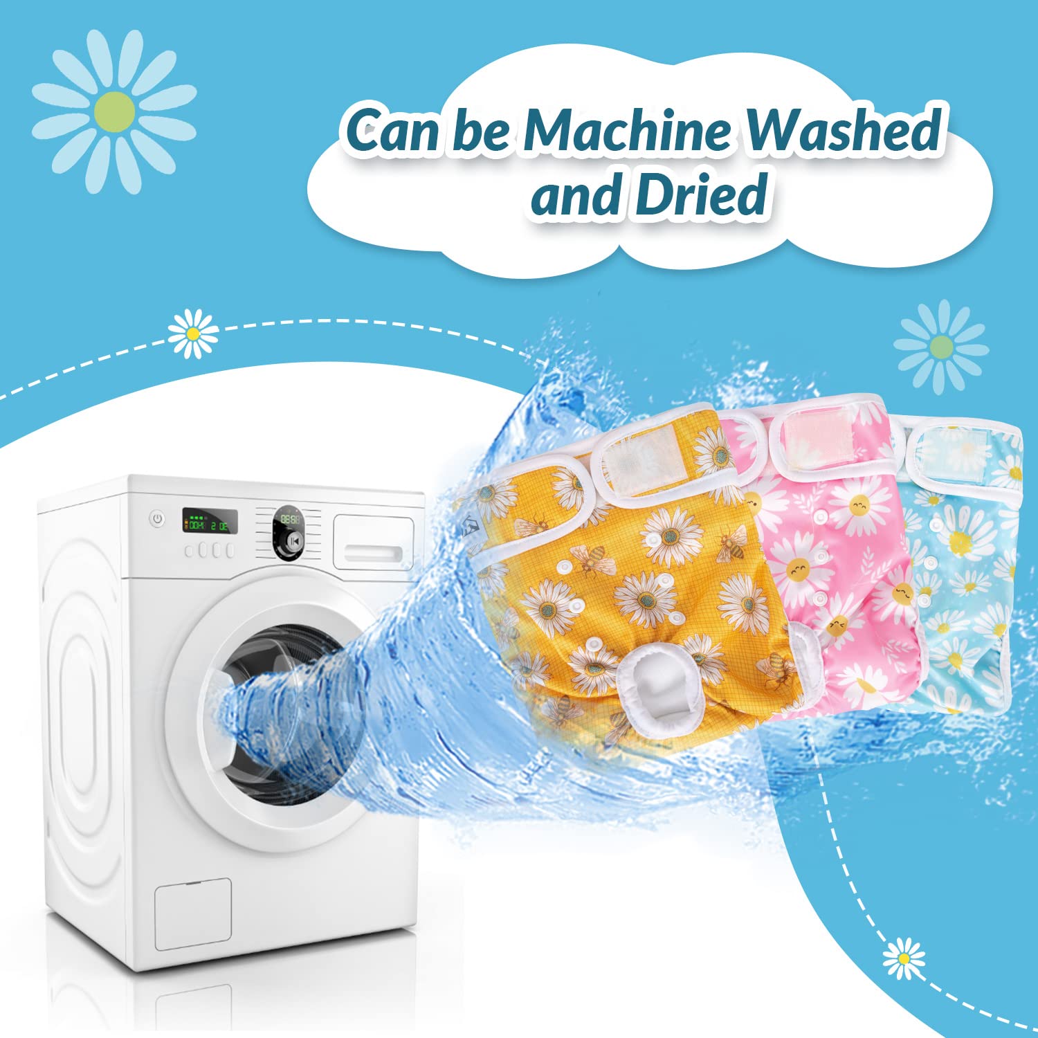 SlowTon Washable Dog Diapers breathable material closeup emphasizes soft, non-irritating fabric.