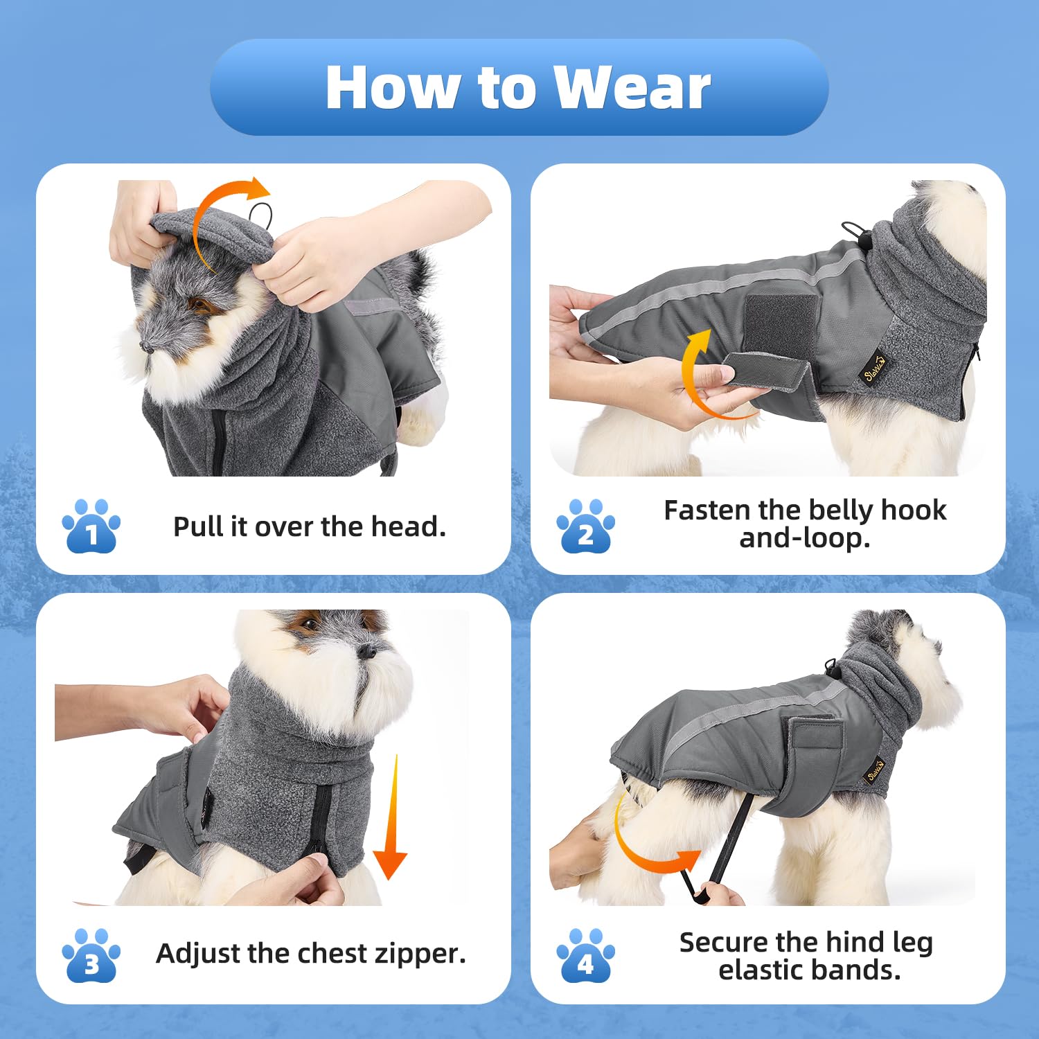 SlowTon Winter Dog Coat leash hole enables quick, secure attachment during hikes.
