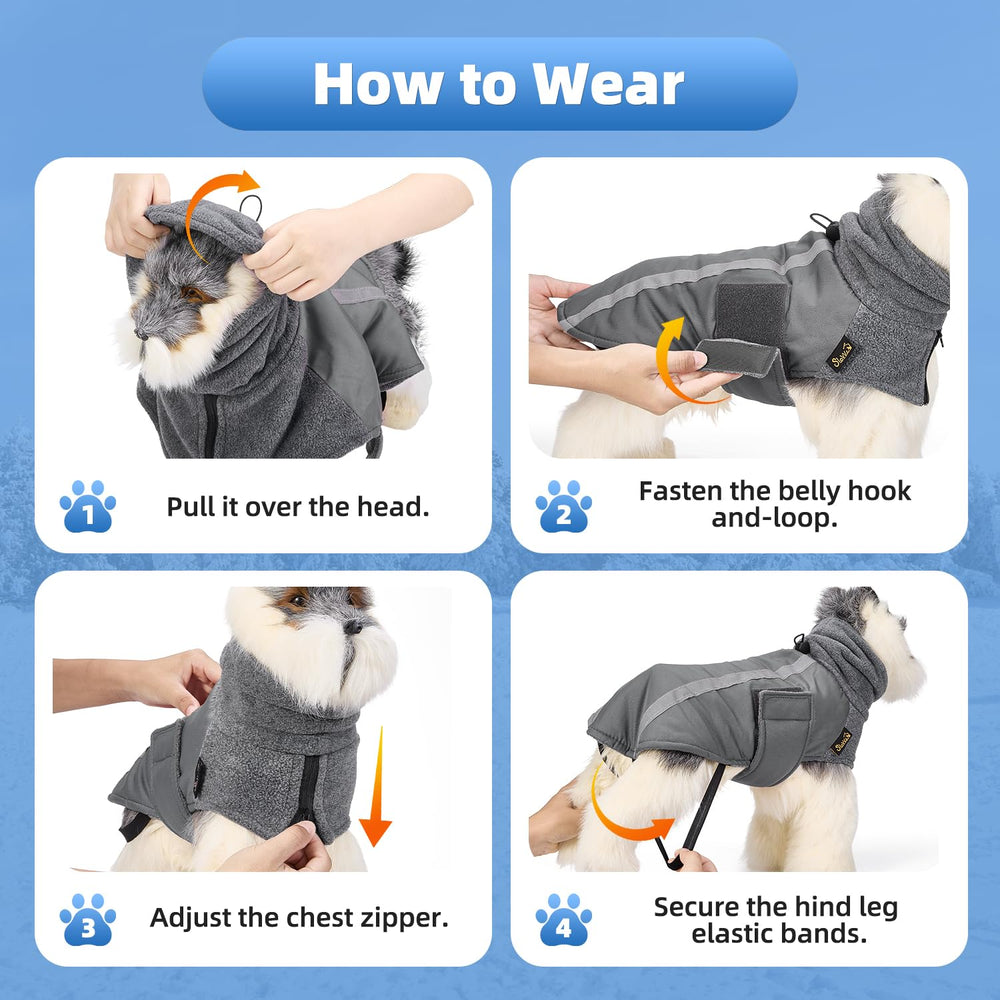 SlowTon Winter Dog Coat leash hole enables quick, secure attachment during hikes.