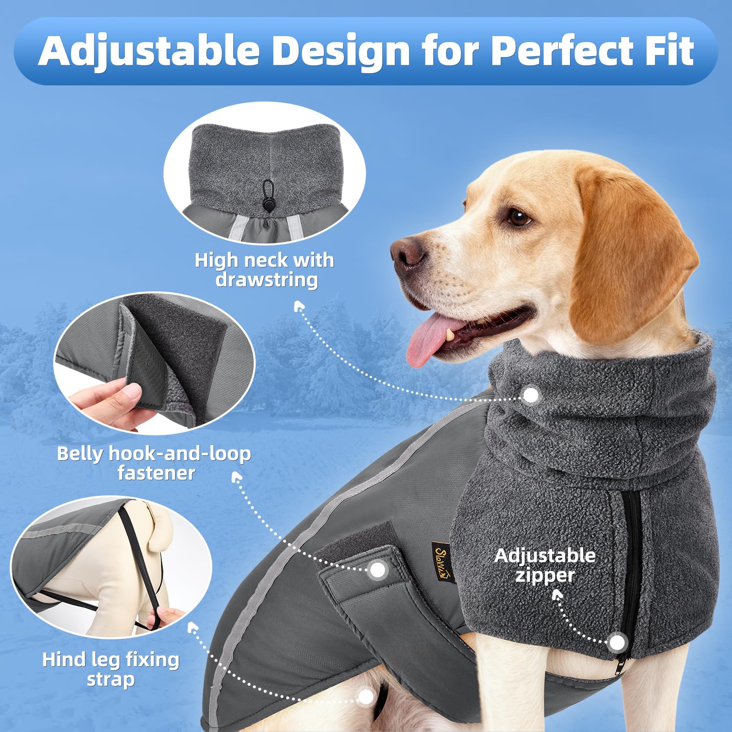 SlowTon Winter Dog Coat with turtleneck scarf adds extra coverage on chilly walks.