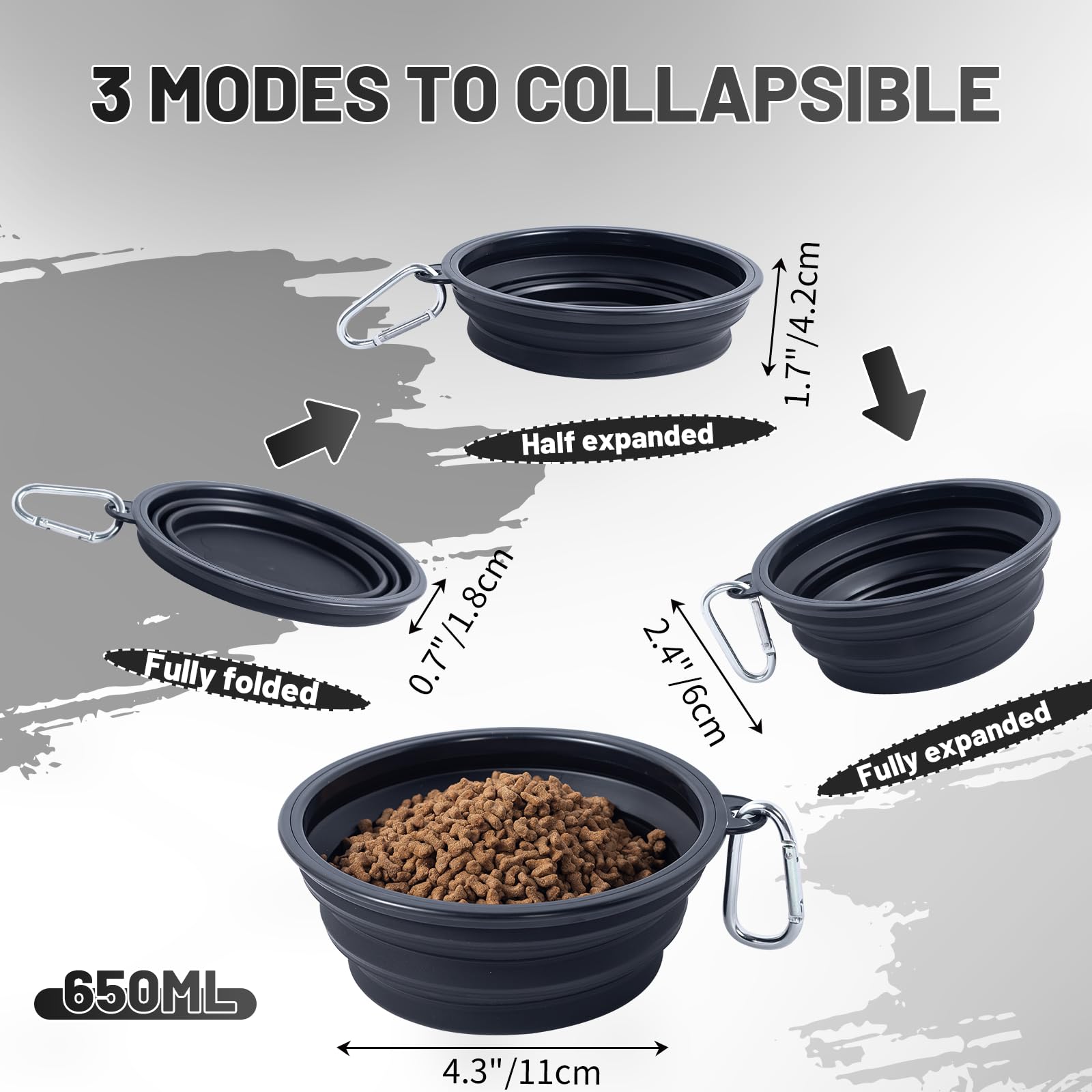 SLSON 2-pack collapsible bowls with carabiners for secure attachment on hikes.