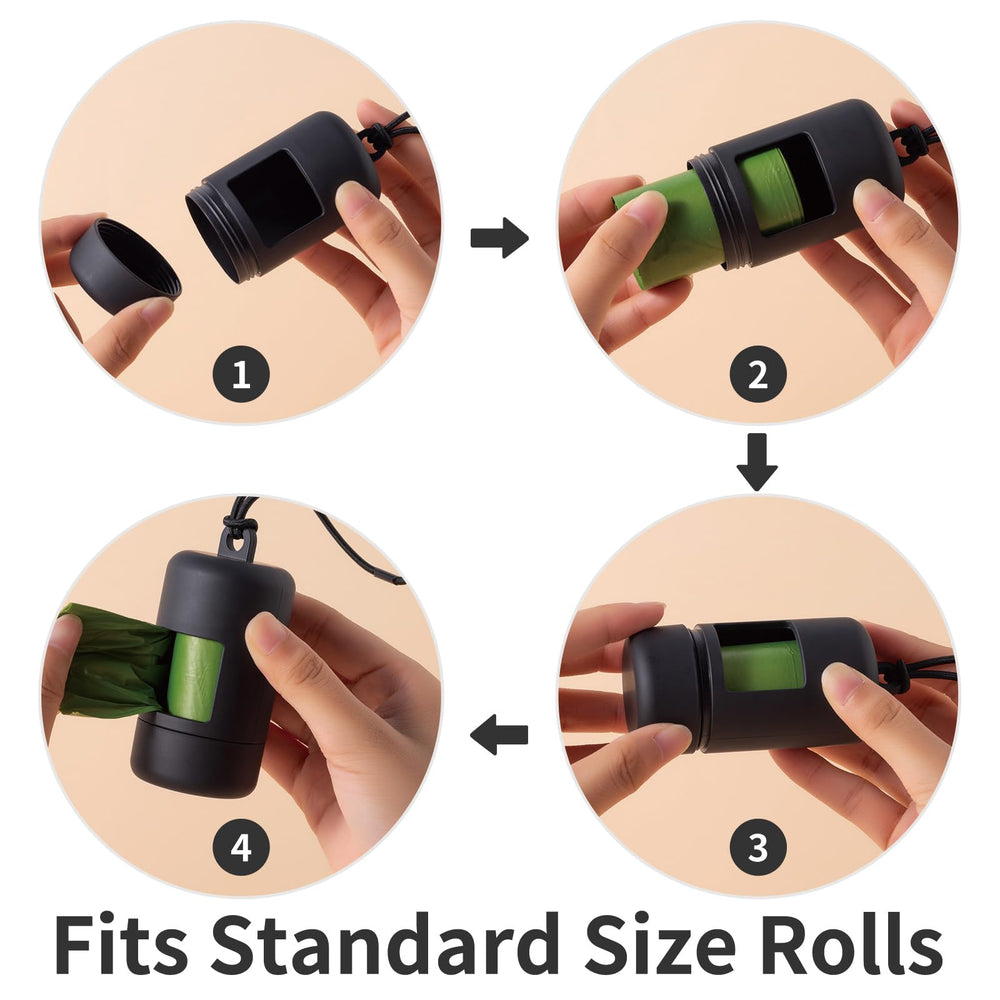 SLSON 3Pack black poop bag dispenser lightweight leash use