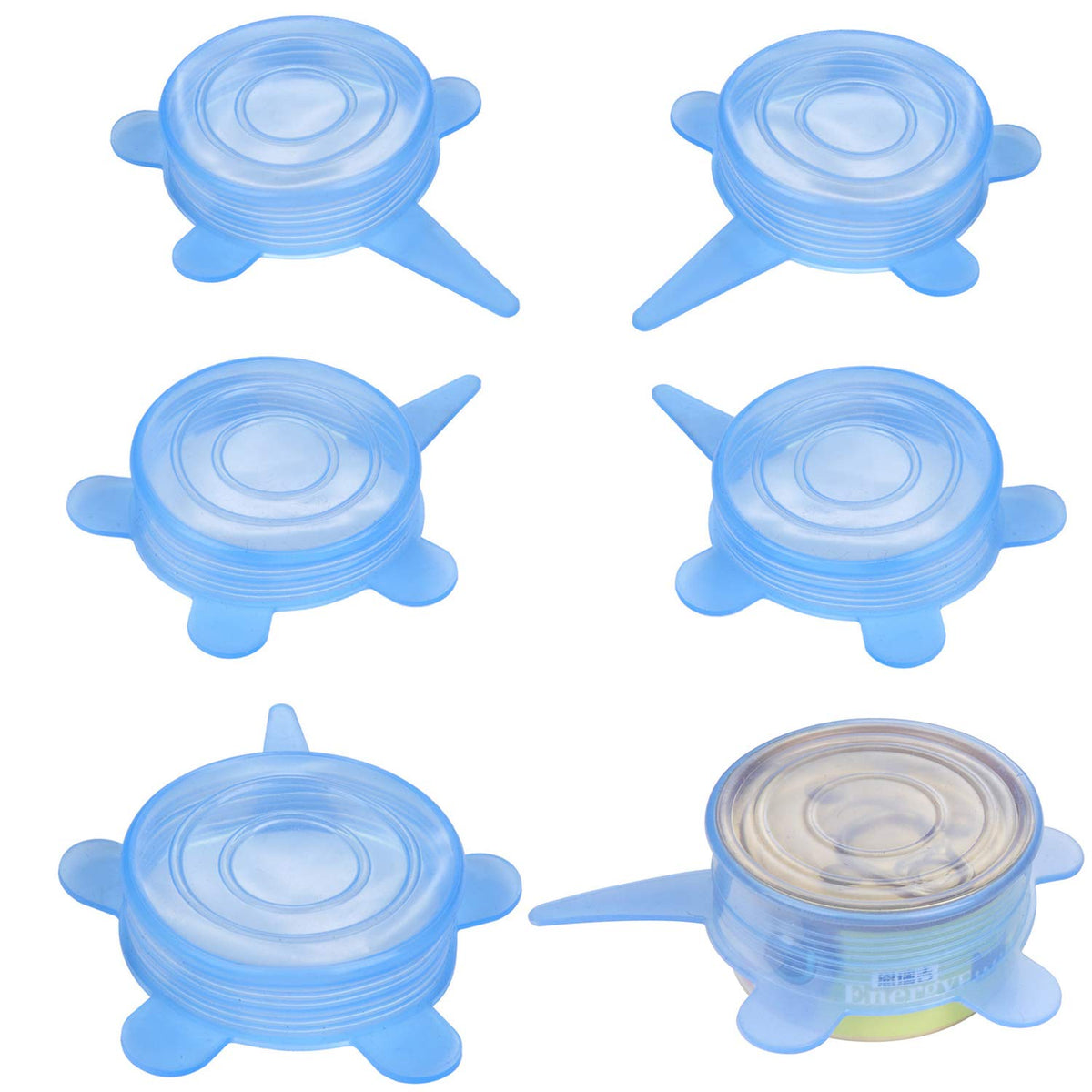 SLSON blue silicone can covers pack seals pet cans to keep freshness.