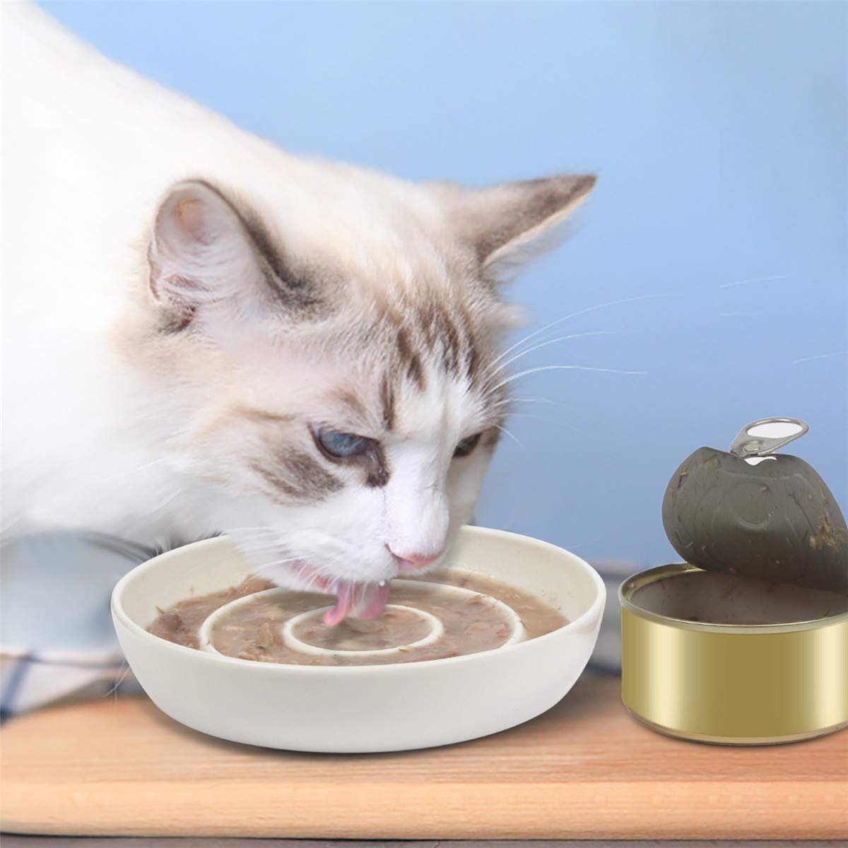 SLSON Cat Slow Feeder Bowl easy-clean ceramic makes cleanup simple after meals.