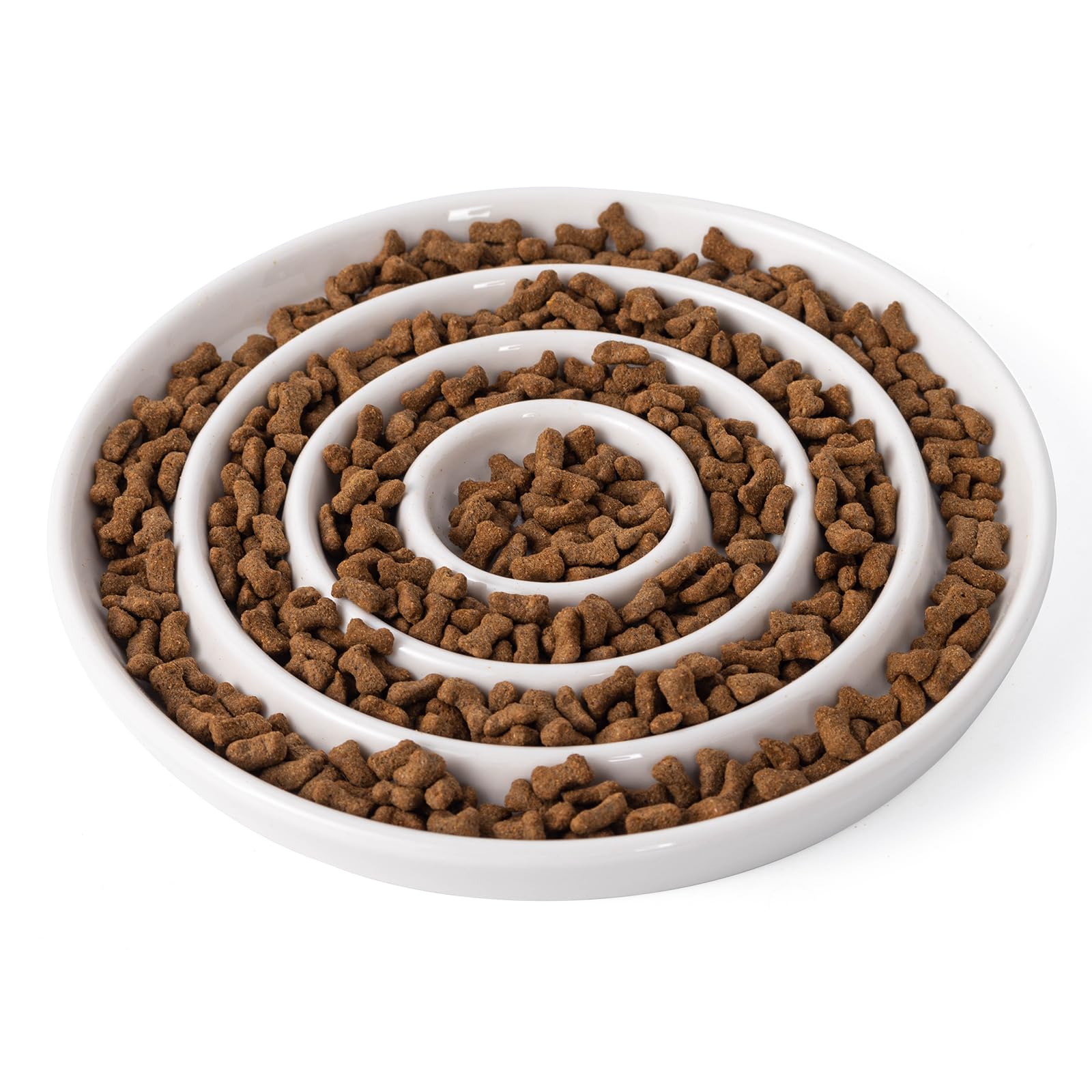 SLSON Ceramic Cat Slow Feeder with wide opening for whisker-friendly meals and slower eating