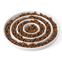 SLSON Ceramic Cat Slow Feeder with wide opening for whisker-friendly meals and slower eating