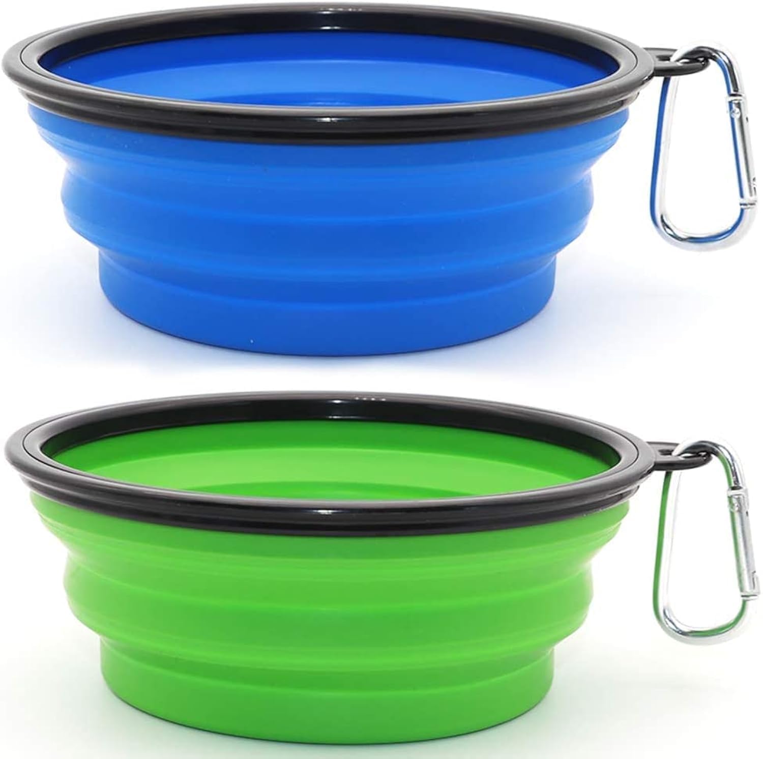 SLSON collapsible bowl blue-expanded shows space saving and on-the-go hydration use