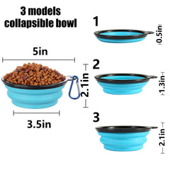 SLSON collapsible bowl expanded with water demonstrates easy pet hydration on hikes.