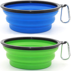 SLSON collapsible bowl green-folded demonstrates compact travel storage
