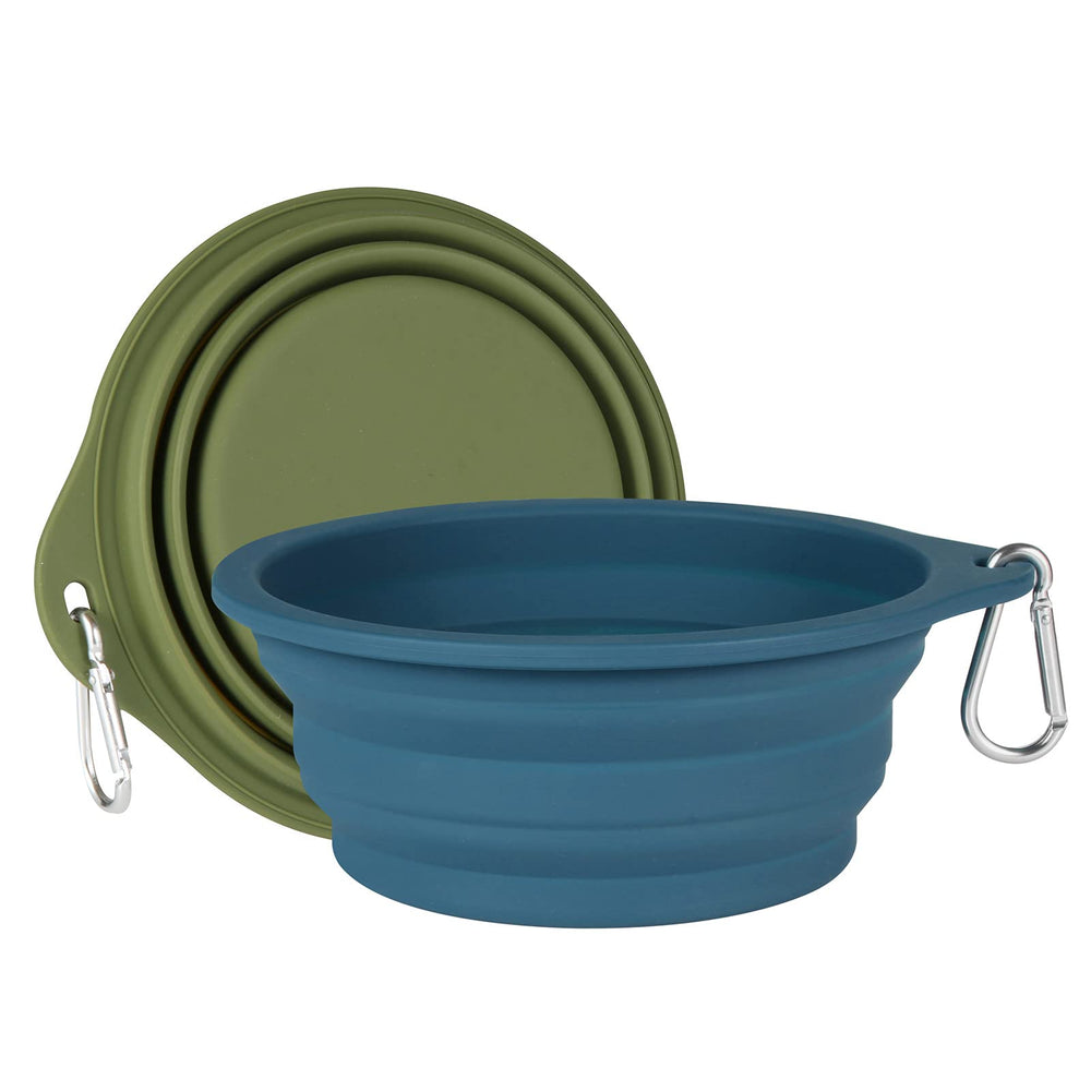 SLSON collapsible dog bowl dark green open for quick feeding outdoors