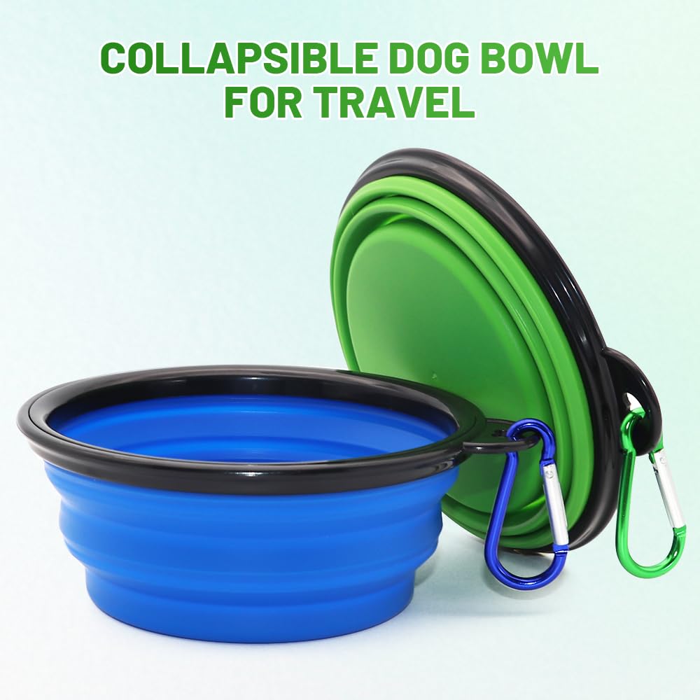 SLSON collapsible dog bowl green ready for travel and on-the-go hydration