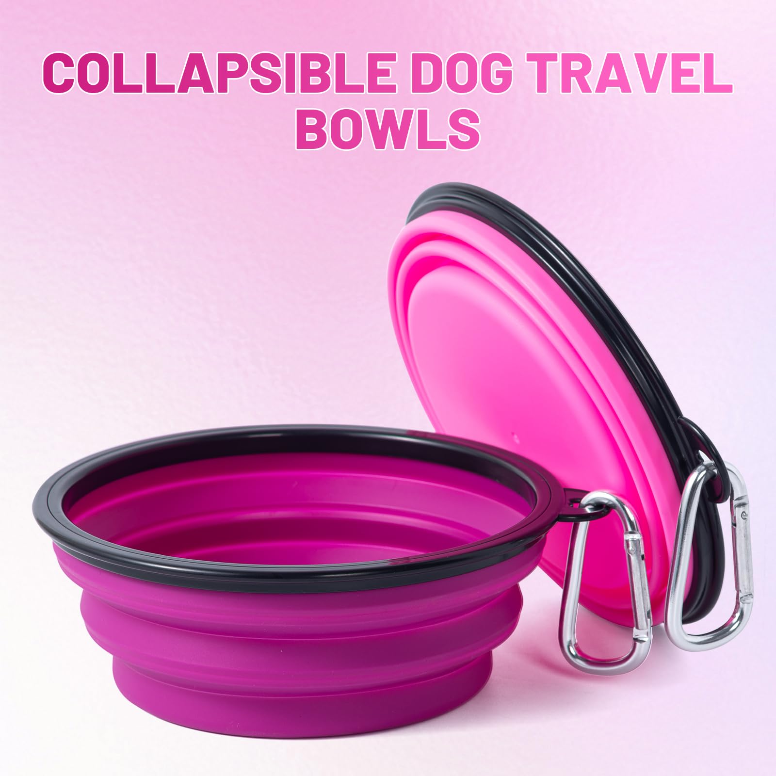 SLSON collapsible dog bowl purple, compact for backpack adventures.