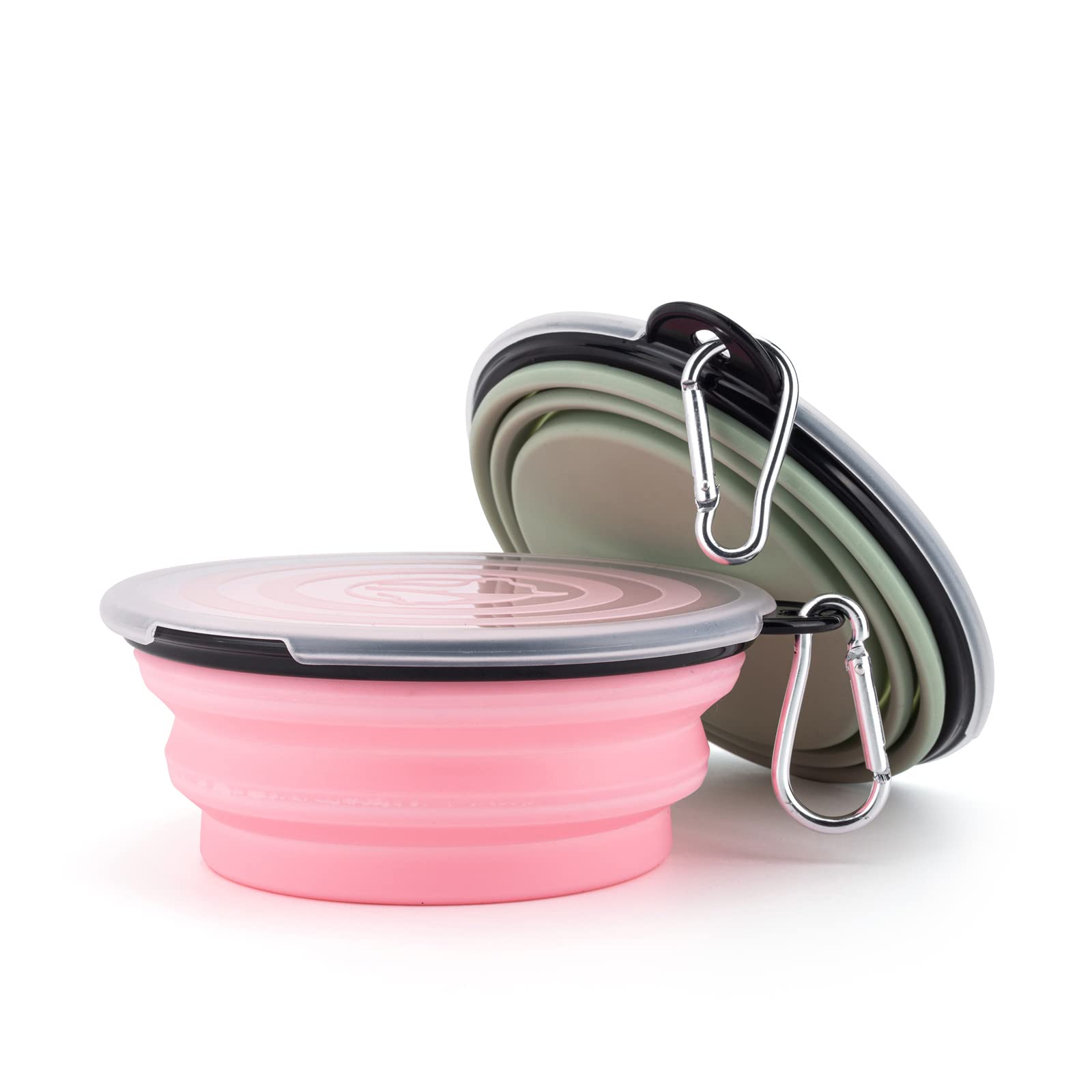 SLSON collapsible feeder with cover lids keeps bowls clean on the go